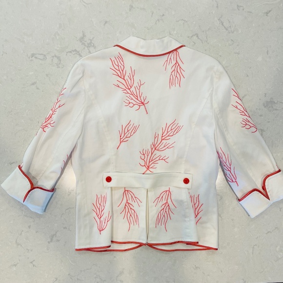 Crisp White Coral Beaded Blazer by Christine Philippé California - Size 12 - Picture 2 of 8